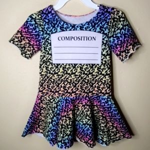 Back To School Girls Rainbow 🌈 Composition Notebook Peplum - Size 8/10